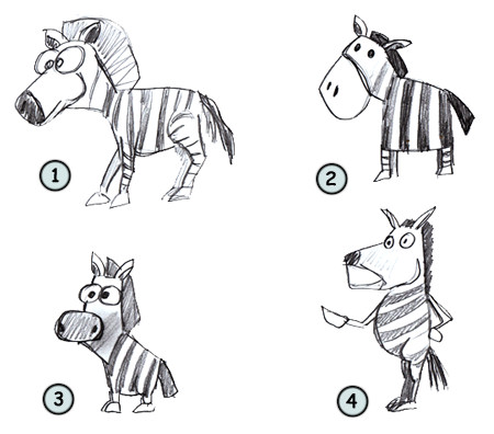 Drawing a cartoon zebra