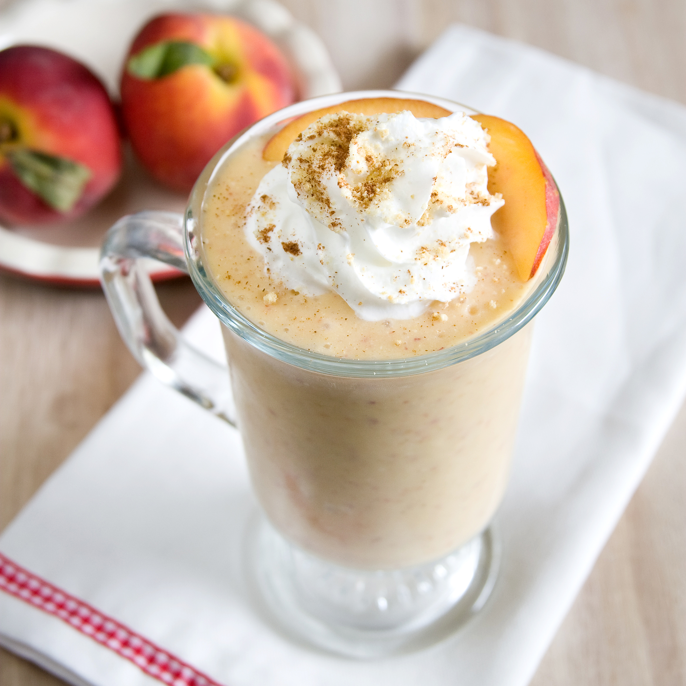 Vegan Peach Cobbler Milkshake - Munchin with Munchkin