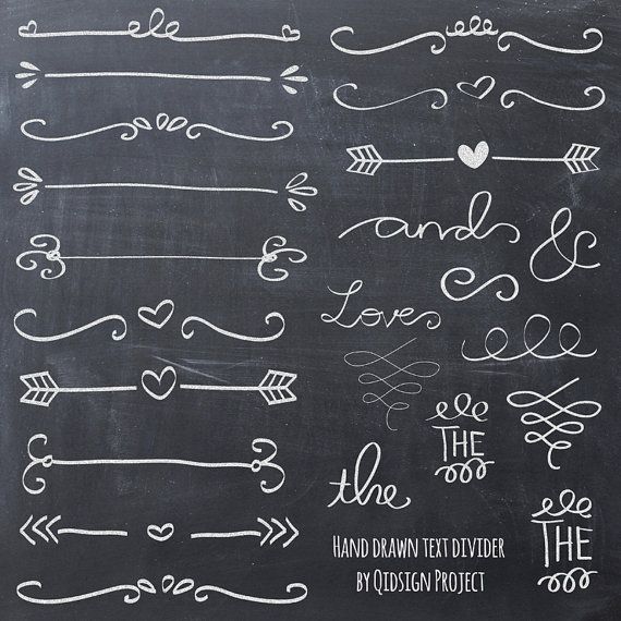 Hand drawn chalk doodle text divider, swirly, clip art for ...