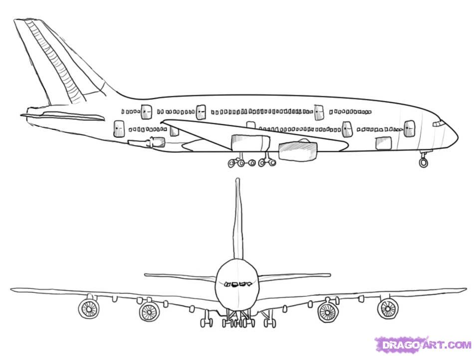 How to Draw an Airplane, Step by Step, Airplanes, Transportation ...