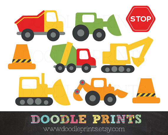 Clipart Construction Trucks Construction Digital by doodleprints