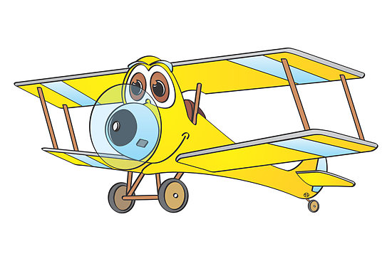 Biplane Yellow Blue Cartoon" by Graphxpro | Redbubble
