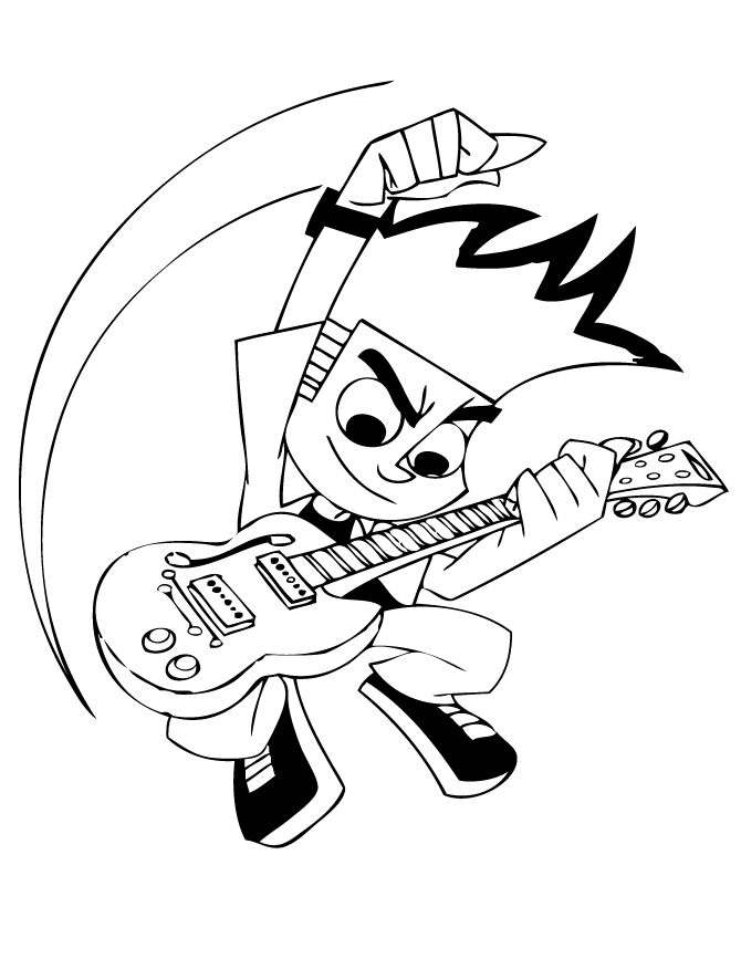 Johnny Test Playing Guitar Coloring Page | Free Printable Coloring ...