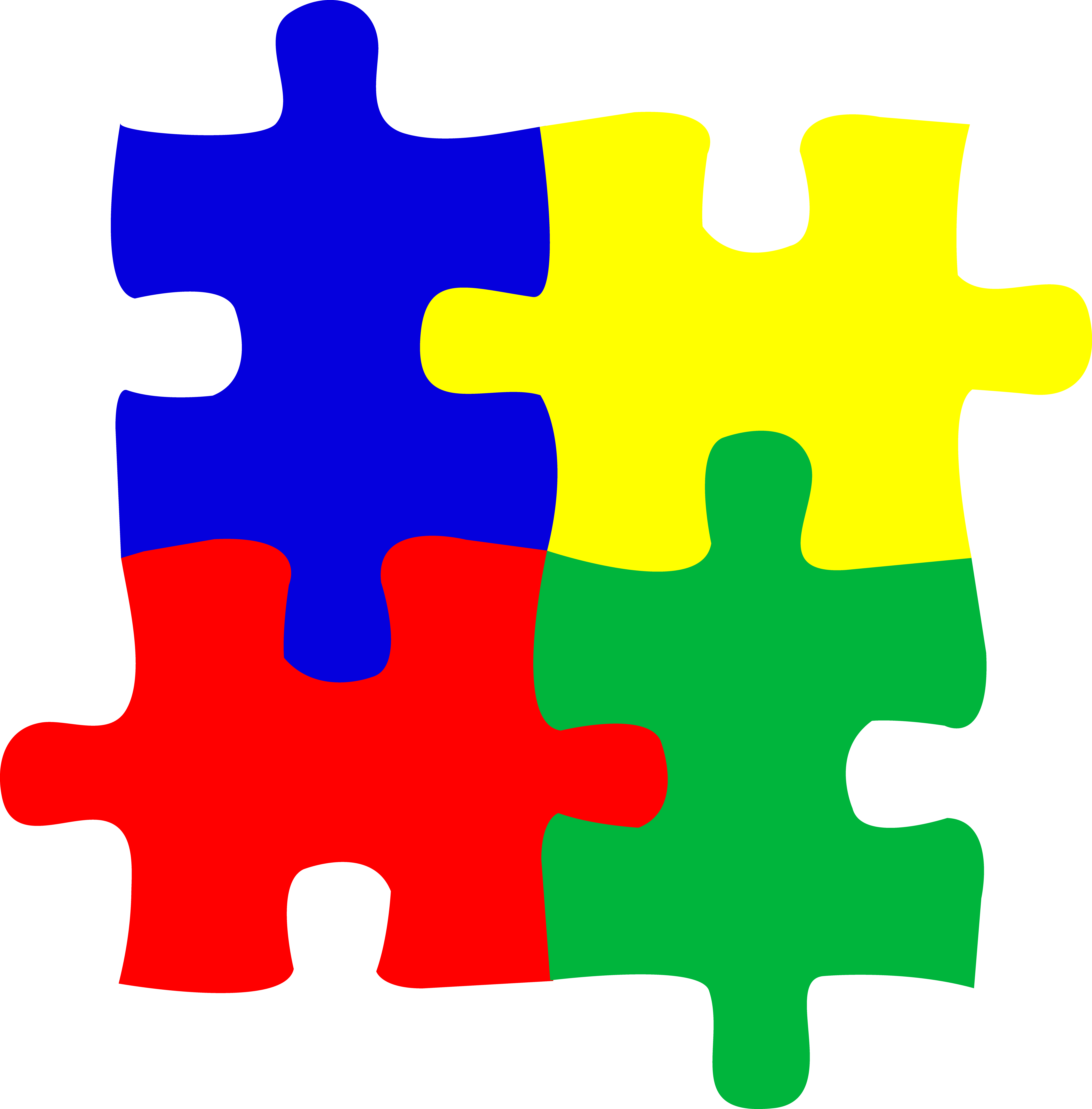Four Puzzle Pieces Logo Design - Free Clip Art
