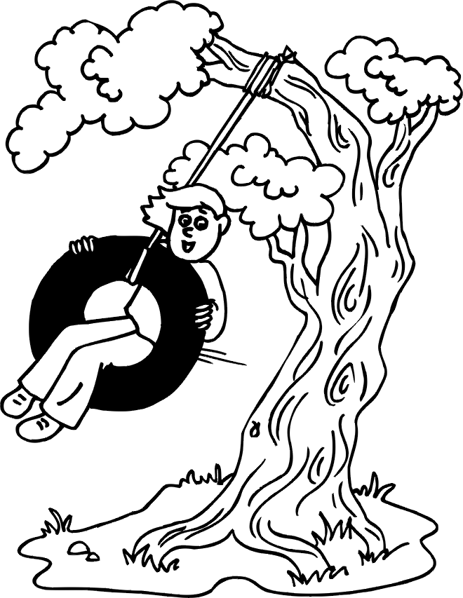 Tire Swing Coloring Pages Free to Kids : New Coloring Pages