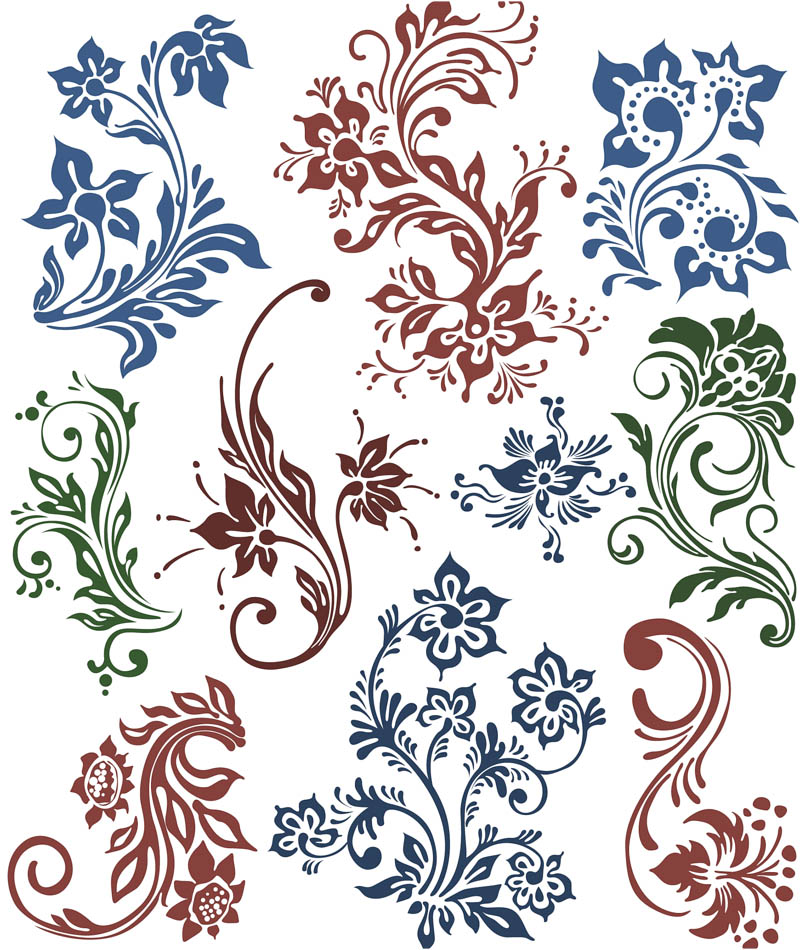 Floral swirls vector set 2 | Vector Graphics Blog