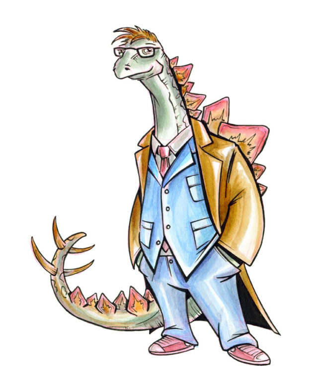 The eleven Doctors, drawn as dinosaurs