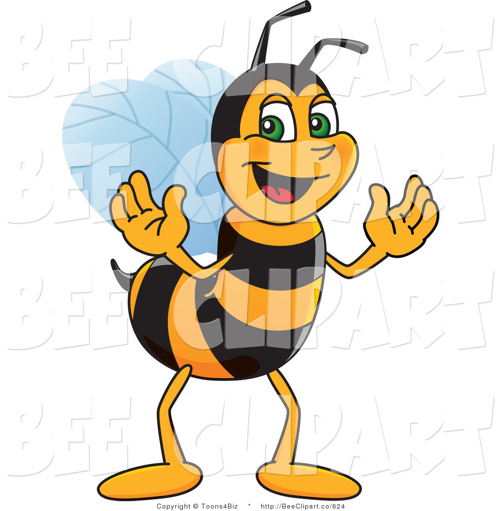 Clip Art of a Worker Bumble Bee Character Mascot by Toons4Biz - #624