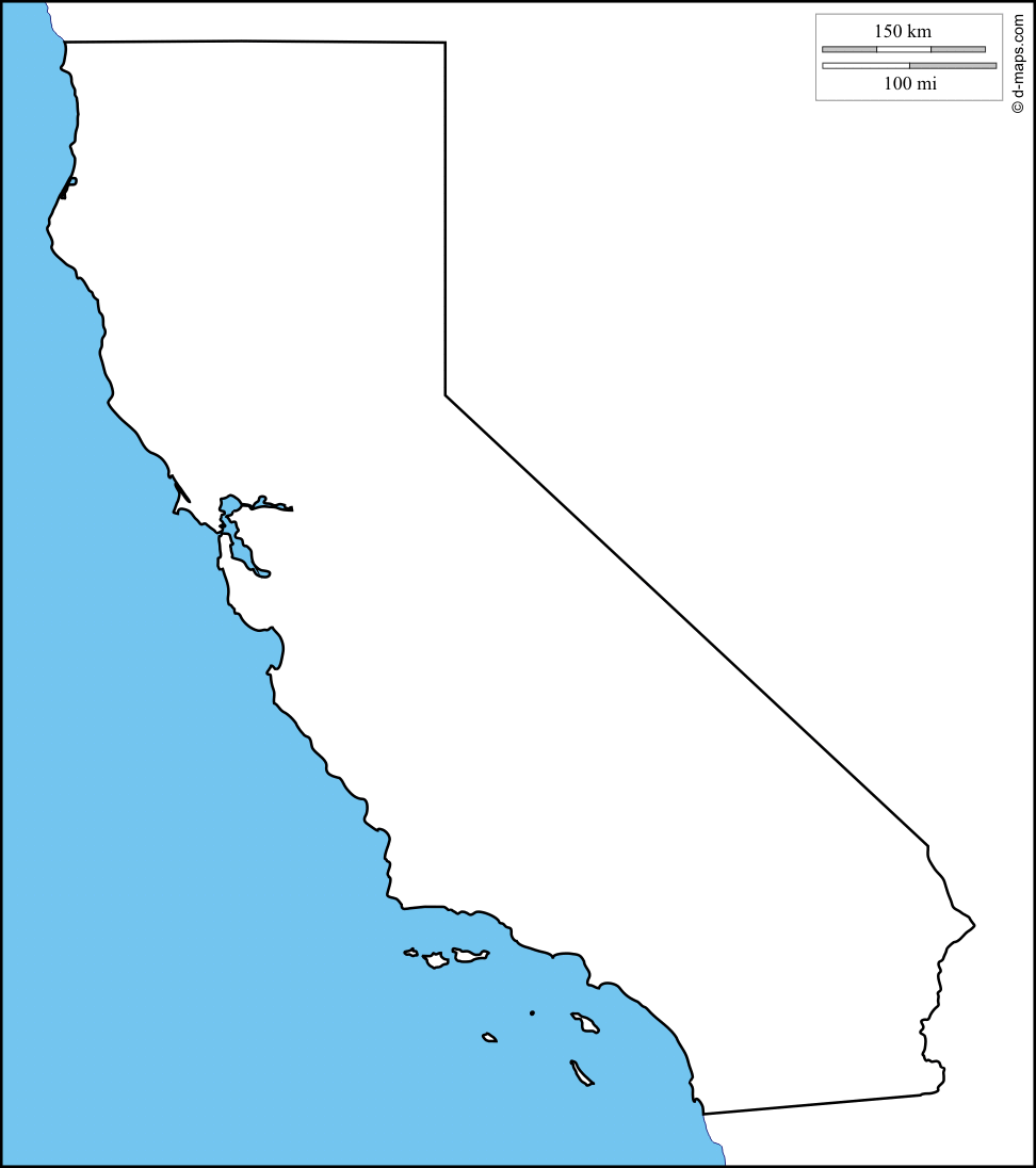 California: Free maps, free blank maps, free outline maps, free ...