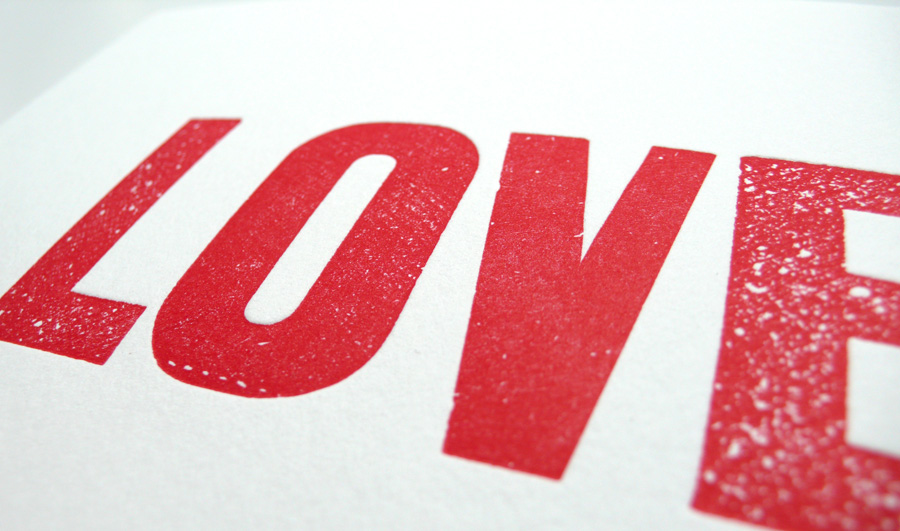 LOVE Letterpress Print 5×7 in Red | Heartfish Press