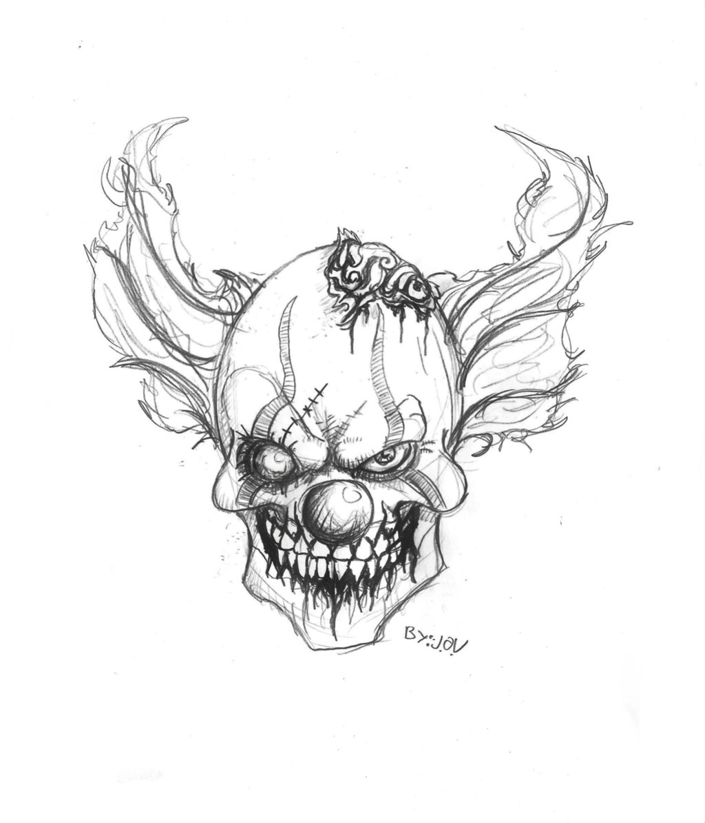 Image gallery for : easy scary drawings of clowns