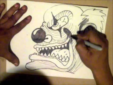 How to Draw a killer clown - (EASY) 2014 - YouTube