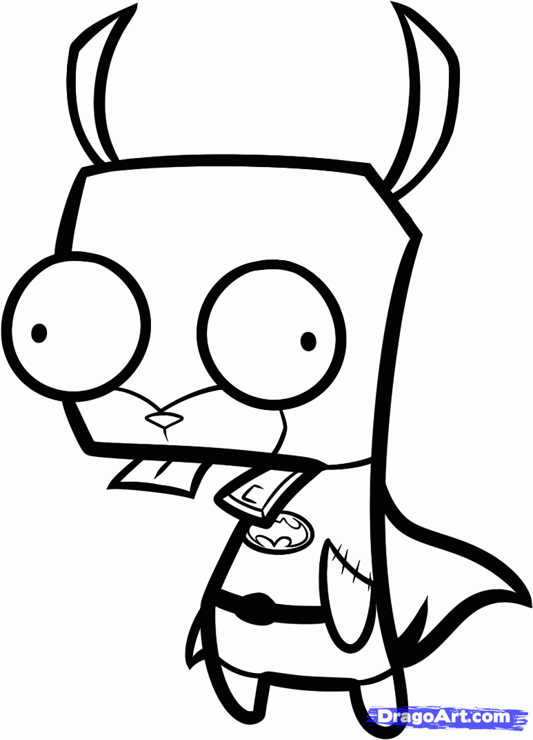 How to Draw Batman Gir, Step by Step, Nickelodeon Characters ...