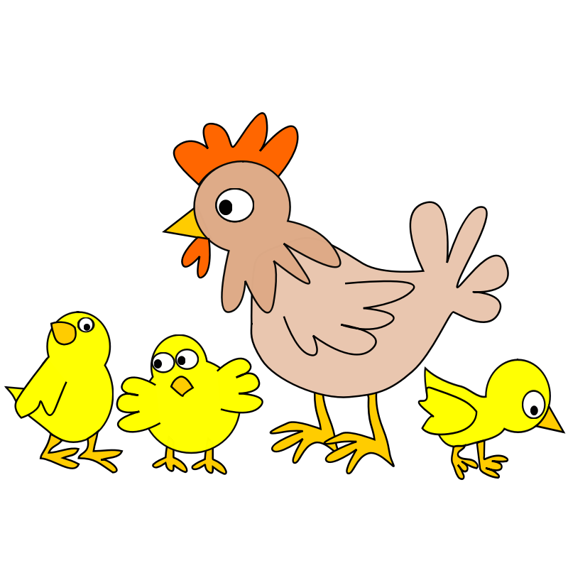 Clipart - Hen with three chicken