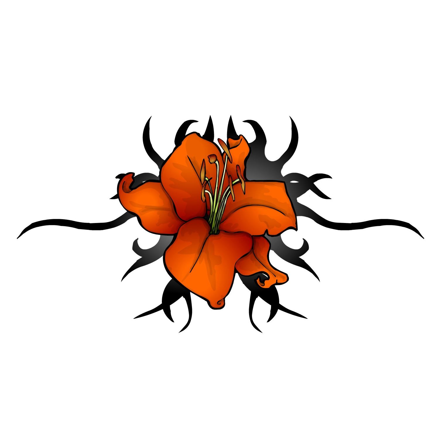 Tattoo Flower designs lily flowers tribal orange red and yellow white