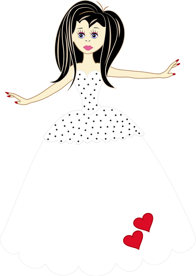 Free Doll in White Dress with Hearts Valentine's Day Graphic ...
