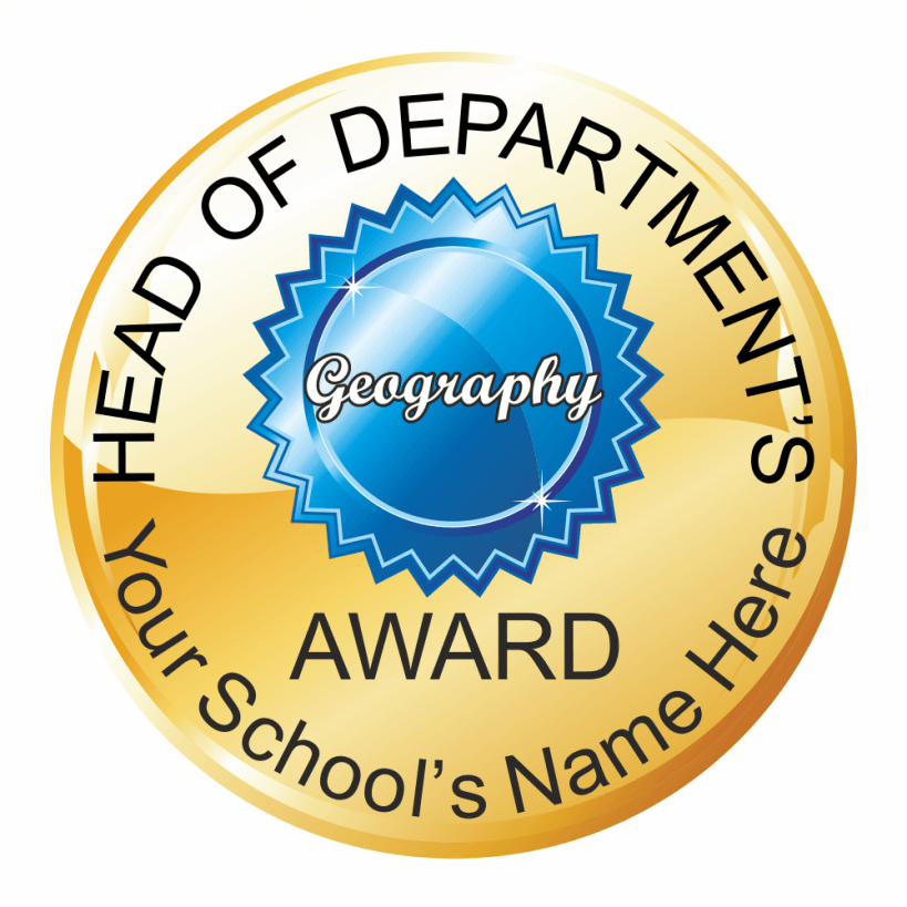 Geography Metallic Gold Head of Dept Award Stickers