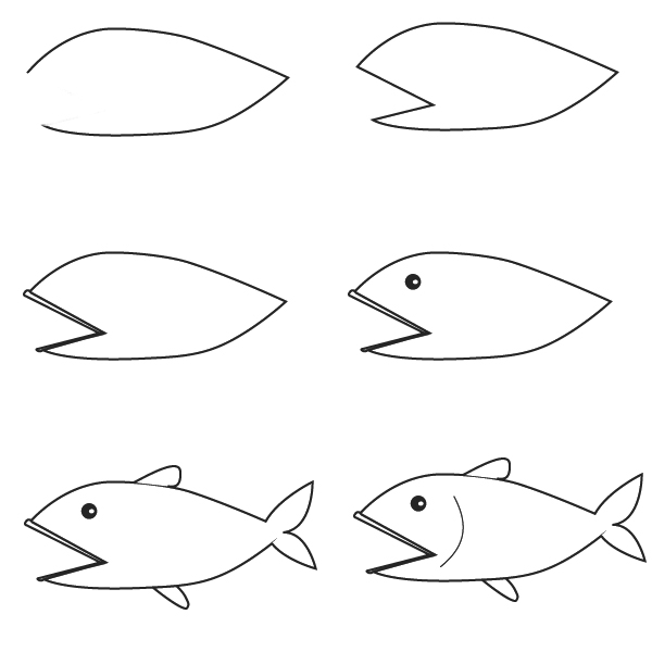 how to draw an easy fish for kids step by step - pixbim.com