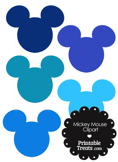 Mickey Mouse Head Clipart in Shades of Blue