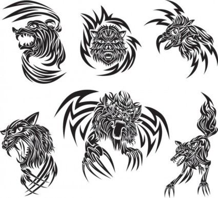 Classic animal tattoo patterns 03 vector Free vector in ...
