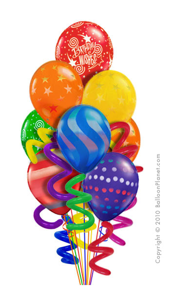 Twisty Birthday Balloon Bouquet (10 Balloons by balloonz.com
