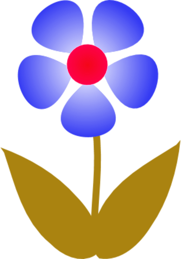 flower simple and colorful with two leaves - vector Clip Art