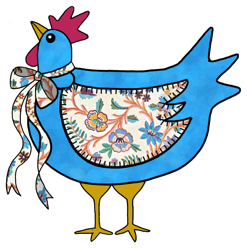 ArtbyJean - Vintage Indian Print: COUNTRY CHICKEN - in plain Blue ...