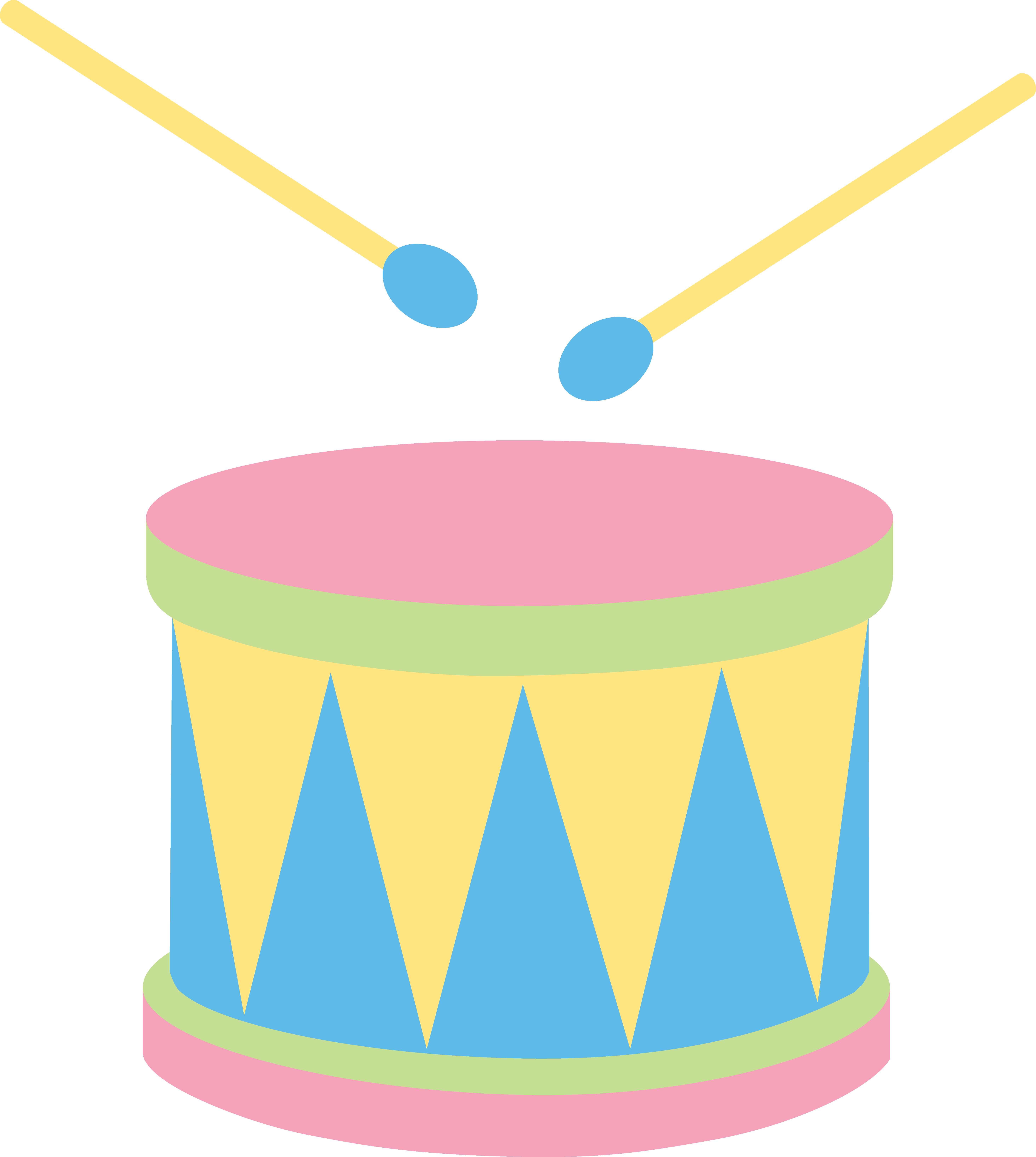 Pastel Kids Drum - Free Clip Art