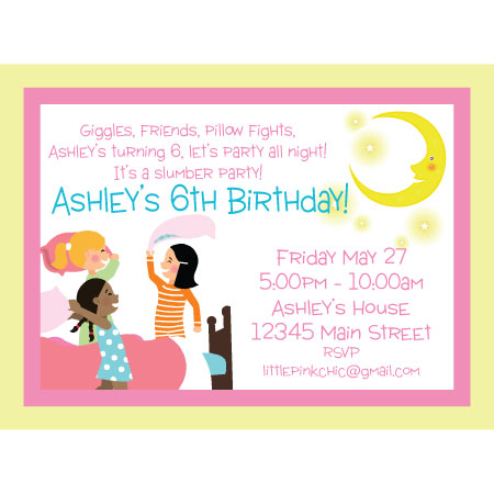 slumber party birthday invitation, sleepover invitation