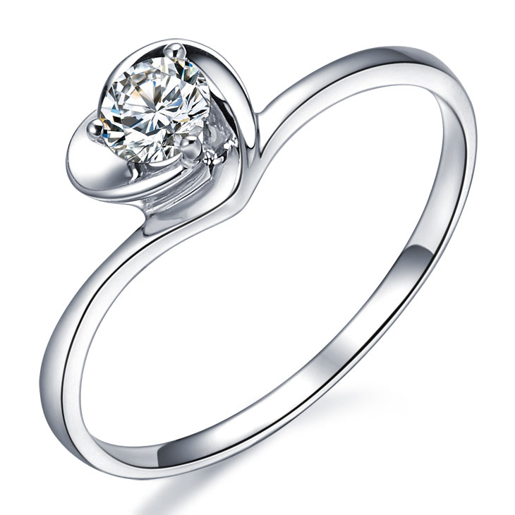 18KWhite Gold Round 0.23Carat SI/IJ Natural Diamond Wedding Ring ...
