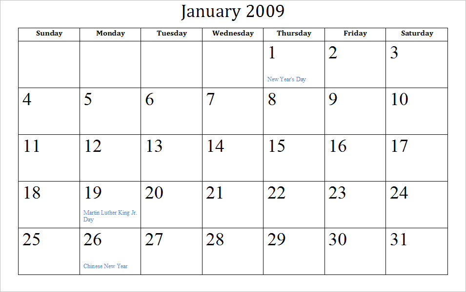 calendars printable