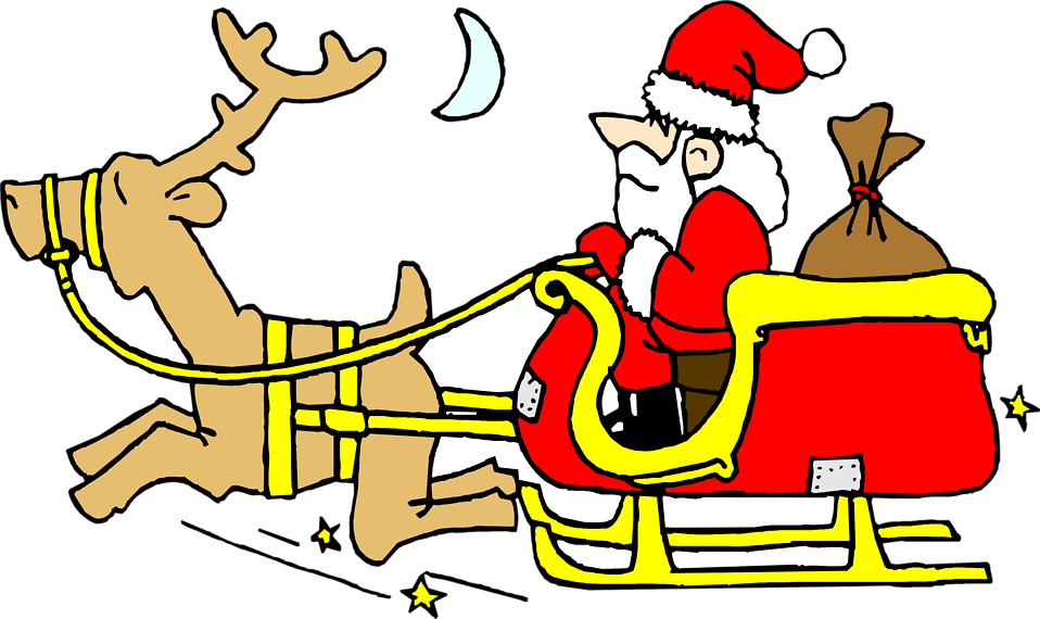 Free Stock Photos | Illustration of Santa on a sled with a ...