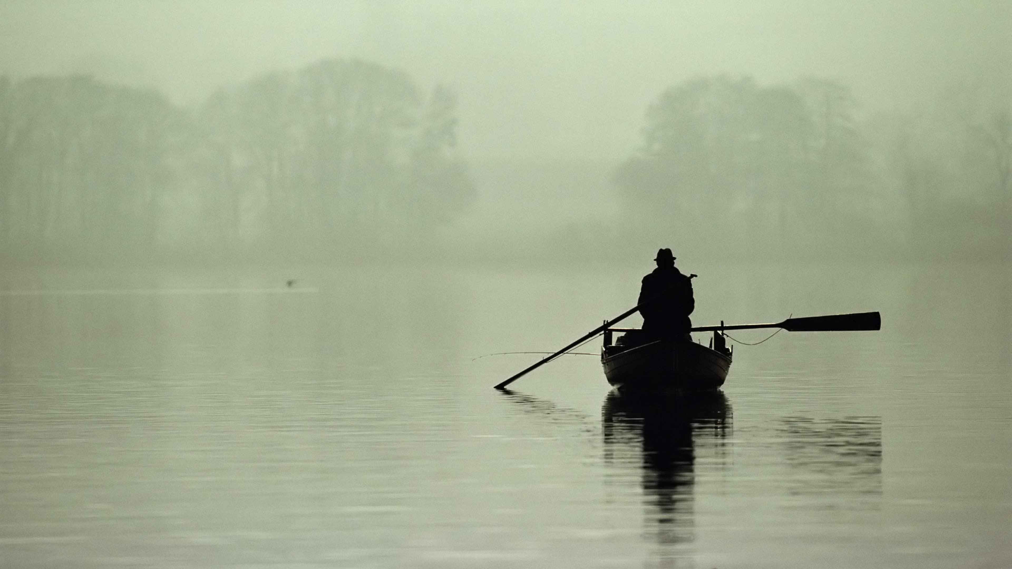 Download Wallpaper 3840x2160 Boat, Person, Rowing, Outlines ...