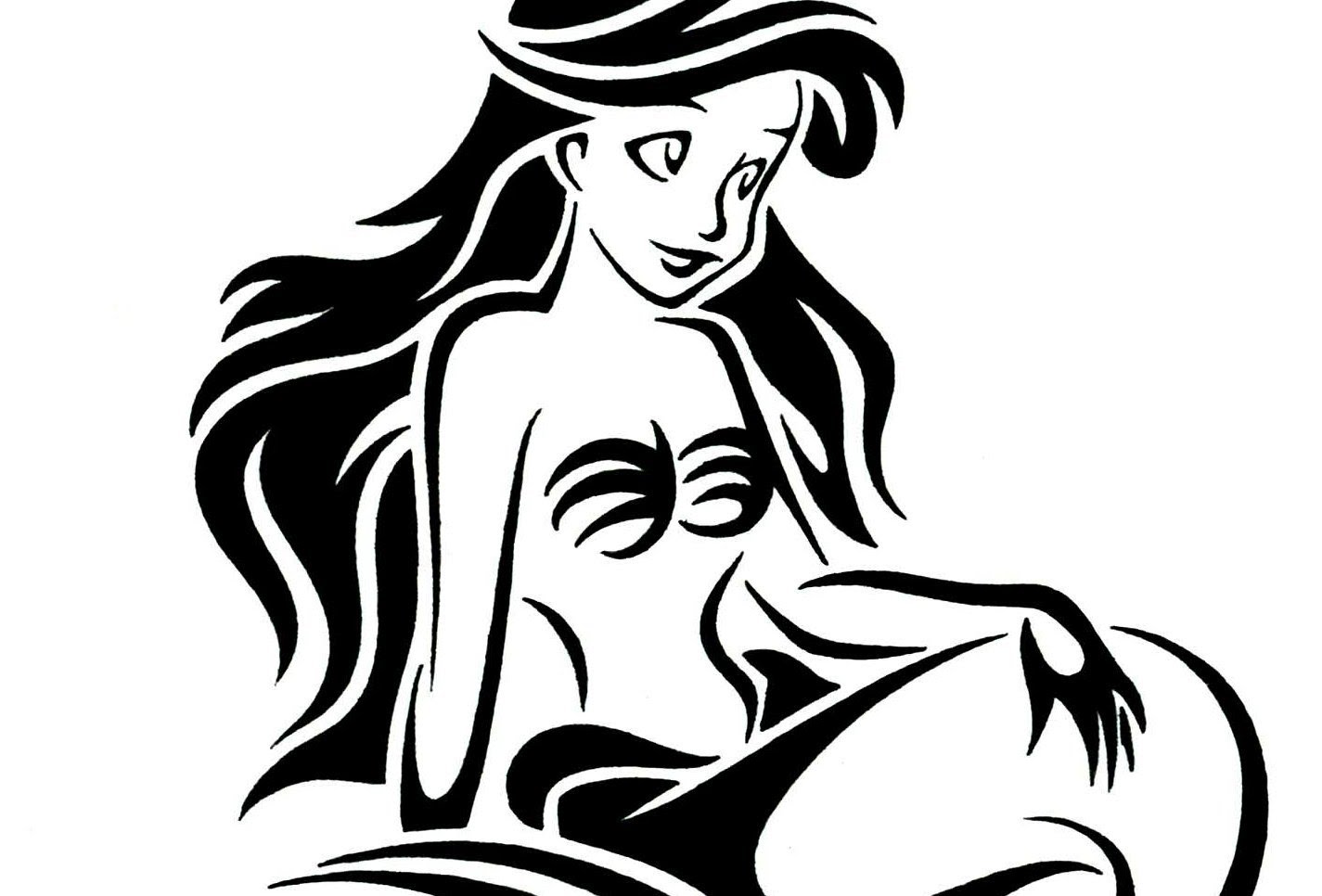 How To Draw The Little Mermaid - Tribal Tattoo Design Style - YouTube