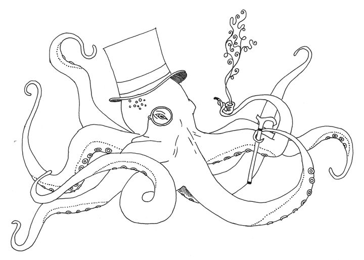 Sir Octopus (outline) - KADoodles | Drawings & Illustration ...