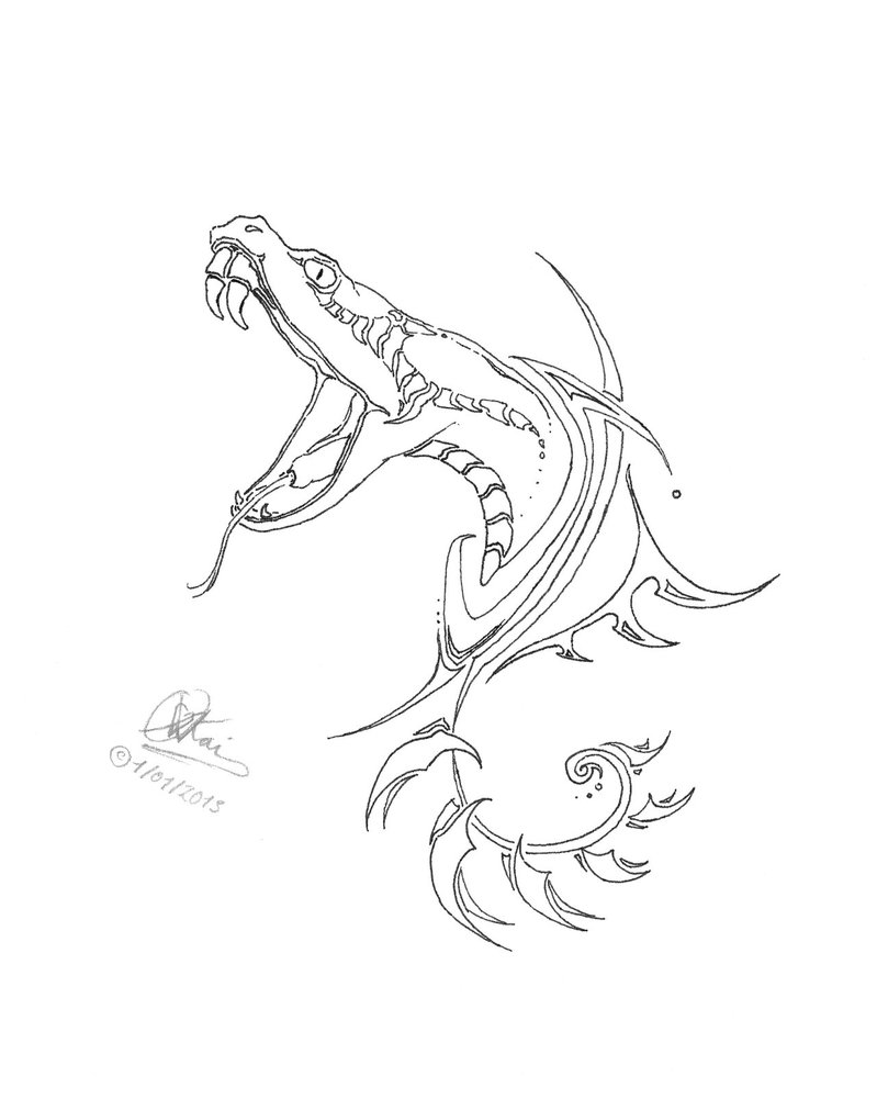 Tribal Snake Line-art by Vitamin-Emo on DeviantArt