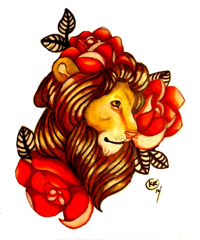 Lion Head With Roses Tattoo #2 by FoulOwl on deviantART