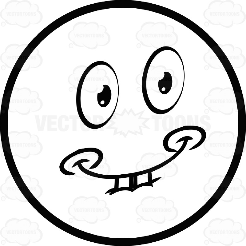 Large Wide- Eyed Black and White Smiley Face Emoticon With Buck ...