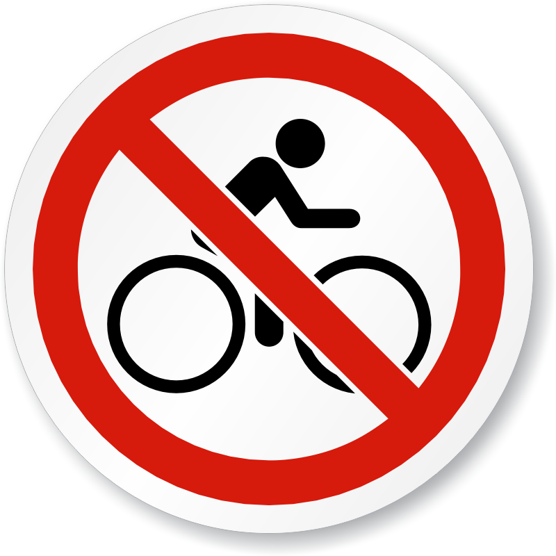 No Bike Riding Symbol ISO Prohibition Circular Sign, SKU: IS-1210 ...
