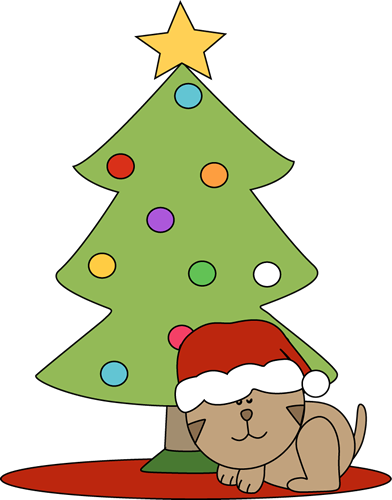 Cat Sleeping Under a Christmas Tree Clip Art - Cat Sleeping Under ...
