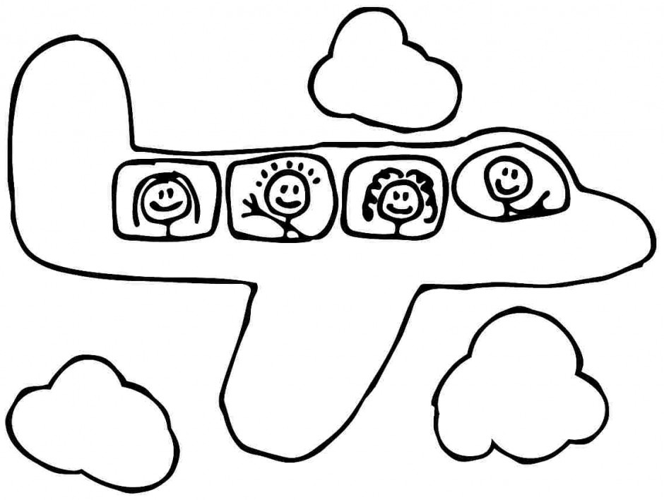 Printable Coloring Pages Transportation Air Plane For Kindergarten ...