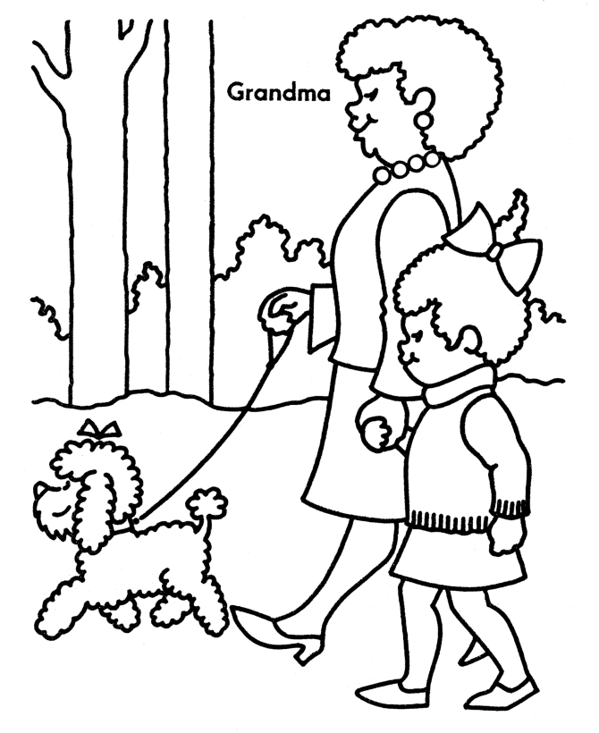 Grandparents Day Coloring Pages - Grandma shows me things coloring ...