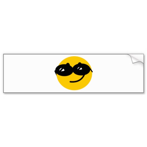Flirty sunglasses smiley face bumper stickers | Zazzle