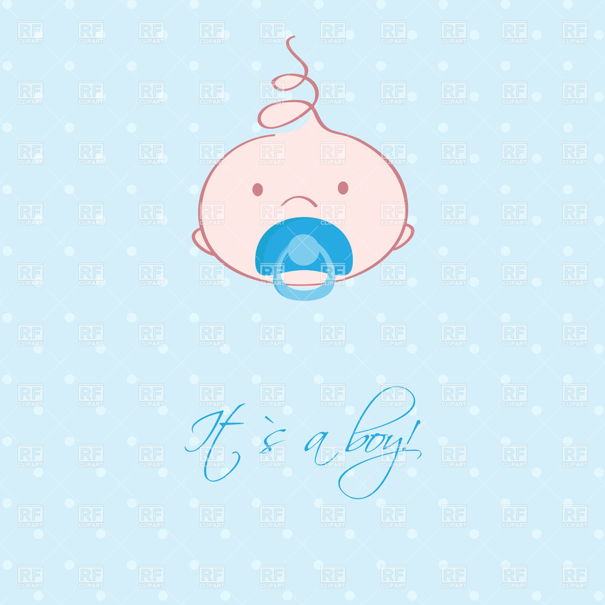 Baby boy face with pacifier - blue greeting card, People, download ...