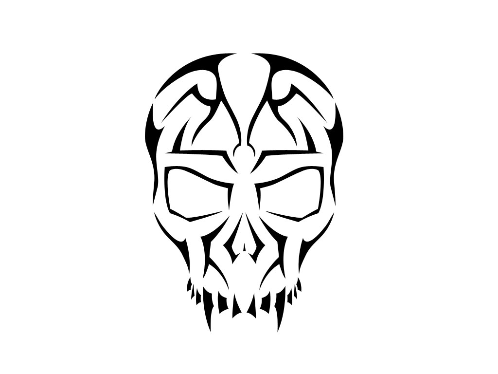 Free designs - Tribal classic style skull tattoo wallpaper