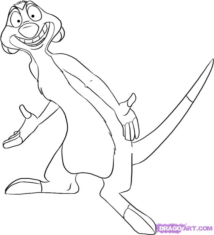 How to Draw Timon from The Lion King, Step by Step, Disney ...
