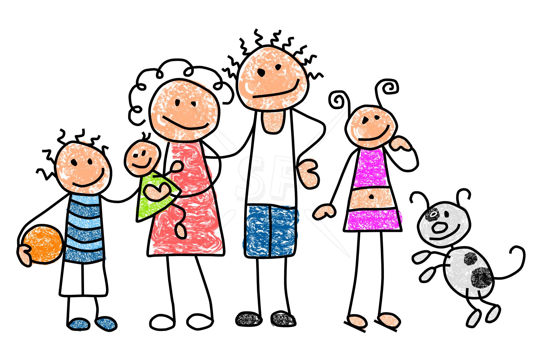 Family Member Mix-n-Match Stick Figures Clip Art | Stick Figures ...