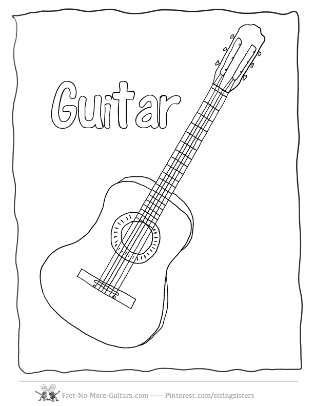 Guitar Color Page - AZ Coloring Pages