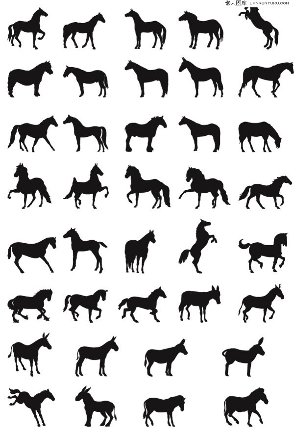 Various horse action silhouette – vector material | My Free ...