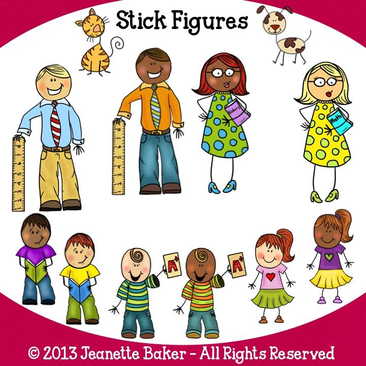 Stick Figure People Clip Art by Jeanette Baker